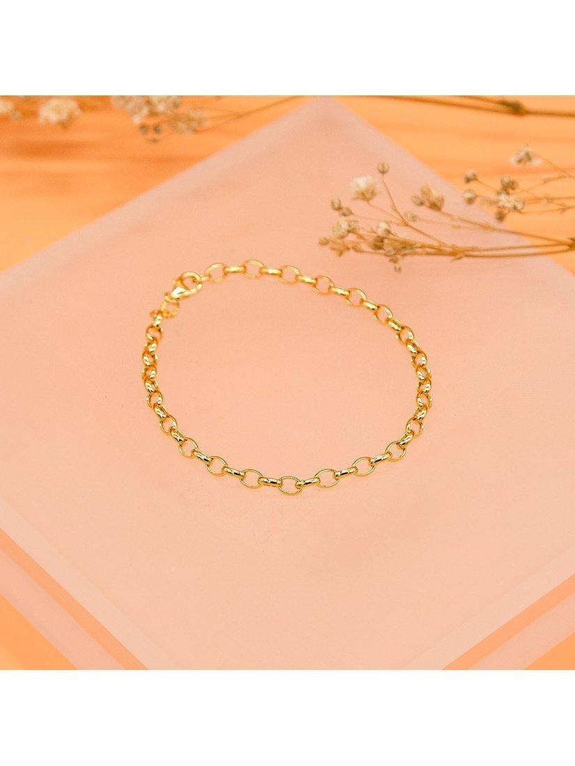 Product image 2 of 5, which shows IBB 18ct Gold Hollow Oval Belcher Bracelet, Gold