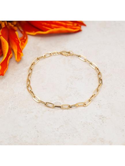 IBB 18ct Gold Paper Chain Bracelet, Gold - view 2, Gold