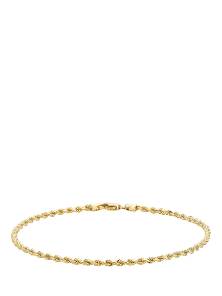 IBB 18ct Gold Rope Chain Bracelet, Gold, Gold