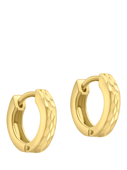 IBB 9ct Gold Diamond Cut Huggie Hoop Earrings, Gold, Gold