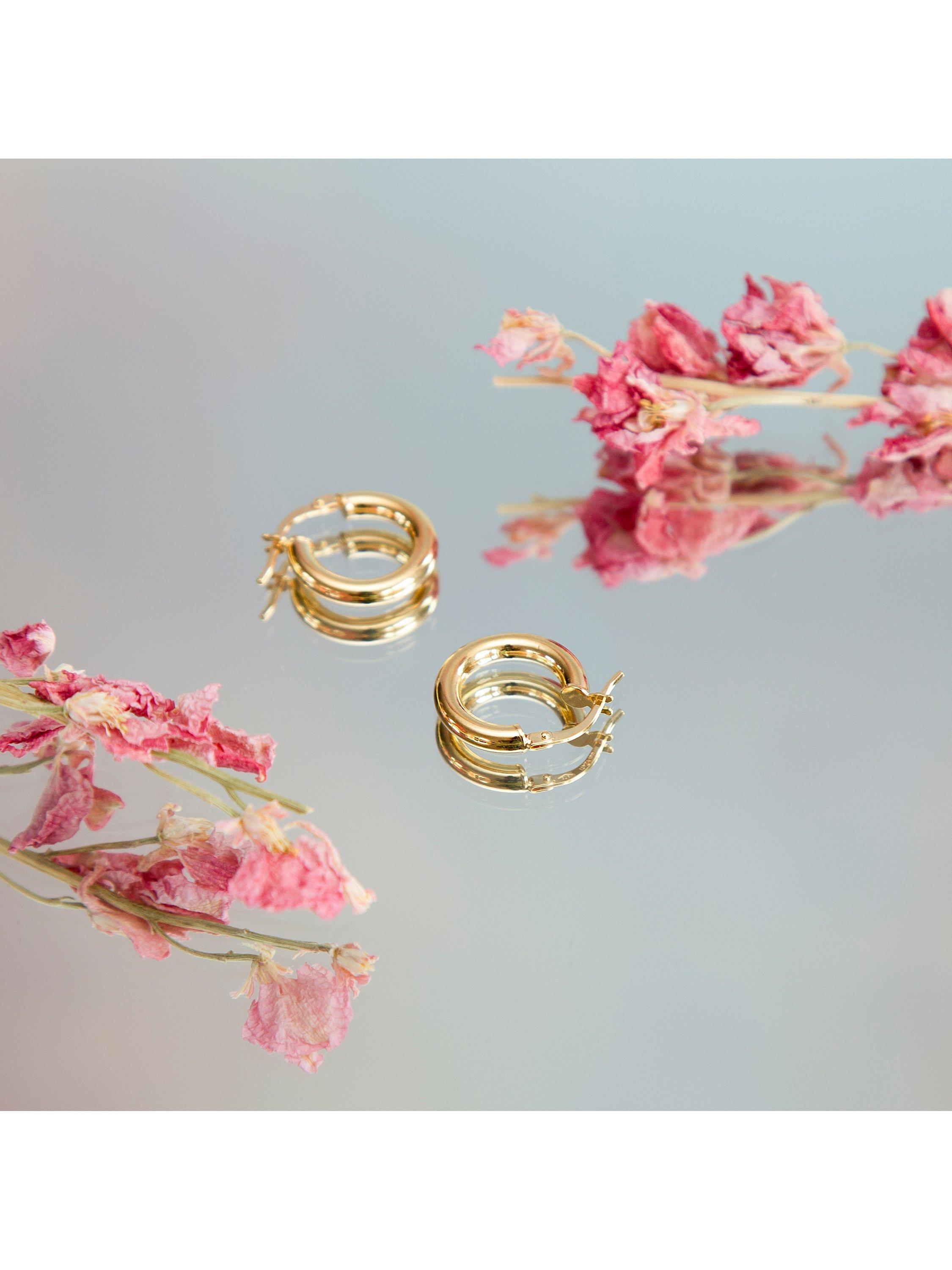 Product image 3 of 5, which shows IBB 9ct Gold Polished Hoop Creole Earrings, Gold