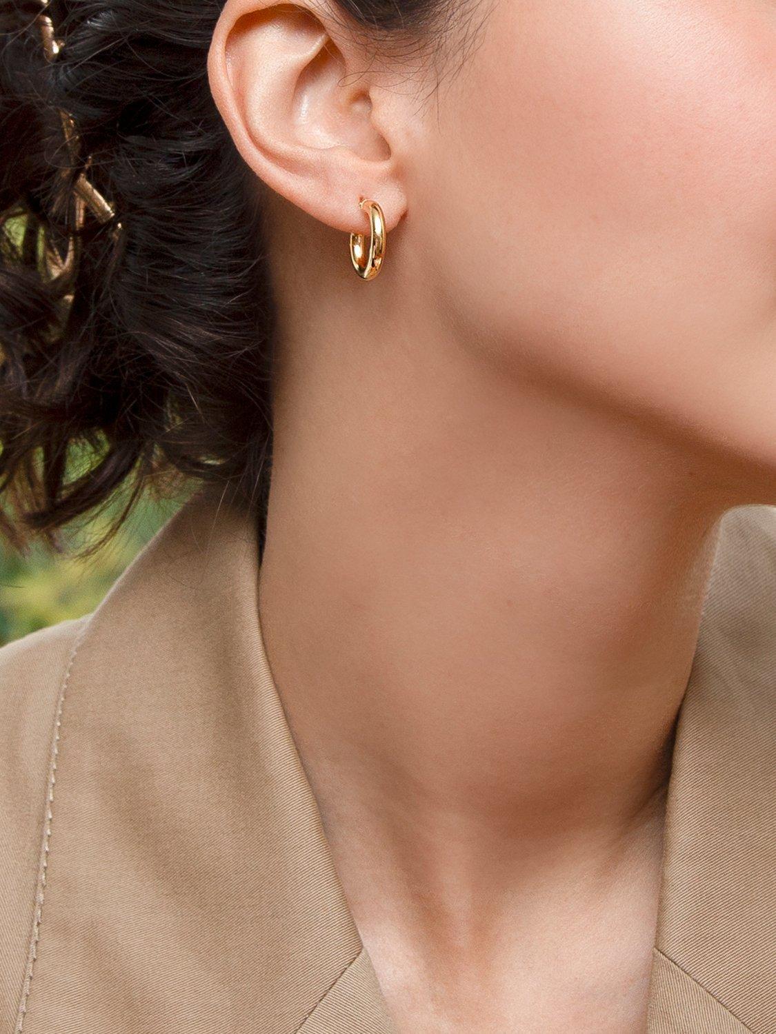 Product image 4 of 5, which shows IBB 9ct Gold Polished Hoop Creole Earrings, Gold