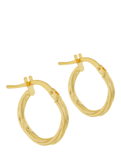IBB 9ct Gold Polished Twist Hoop Earrings, Gold, Gold