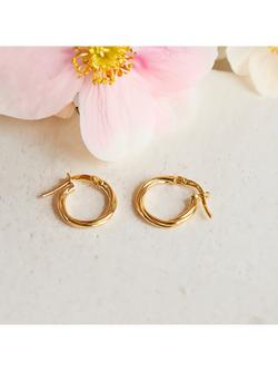 IBB 9ct Gold Polished Twist Hoop Earrings, Gold - view 2, Gold