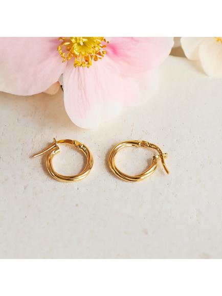 IBB 9ct Gold Polished Twist Hoop Earrings, Gold - view 2, Gold