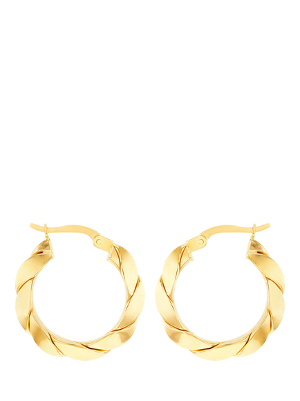 IBB 9ct Gold Twisted Creole Hoop Earrings, Gold, Gold