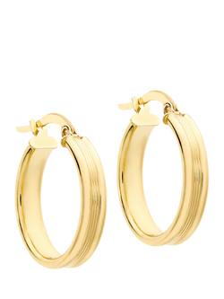 IBB 9ct Gold Pattern Creole Hoop Earrings, Gold, Gold