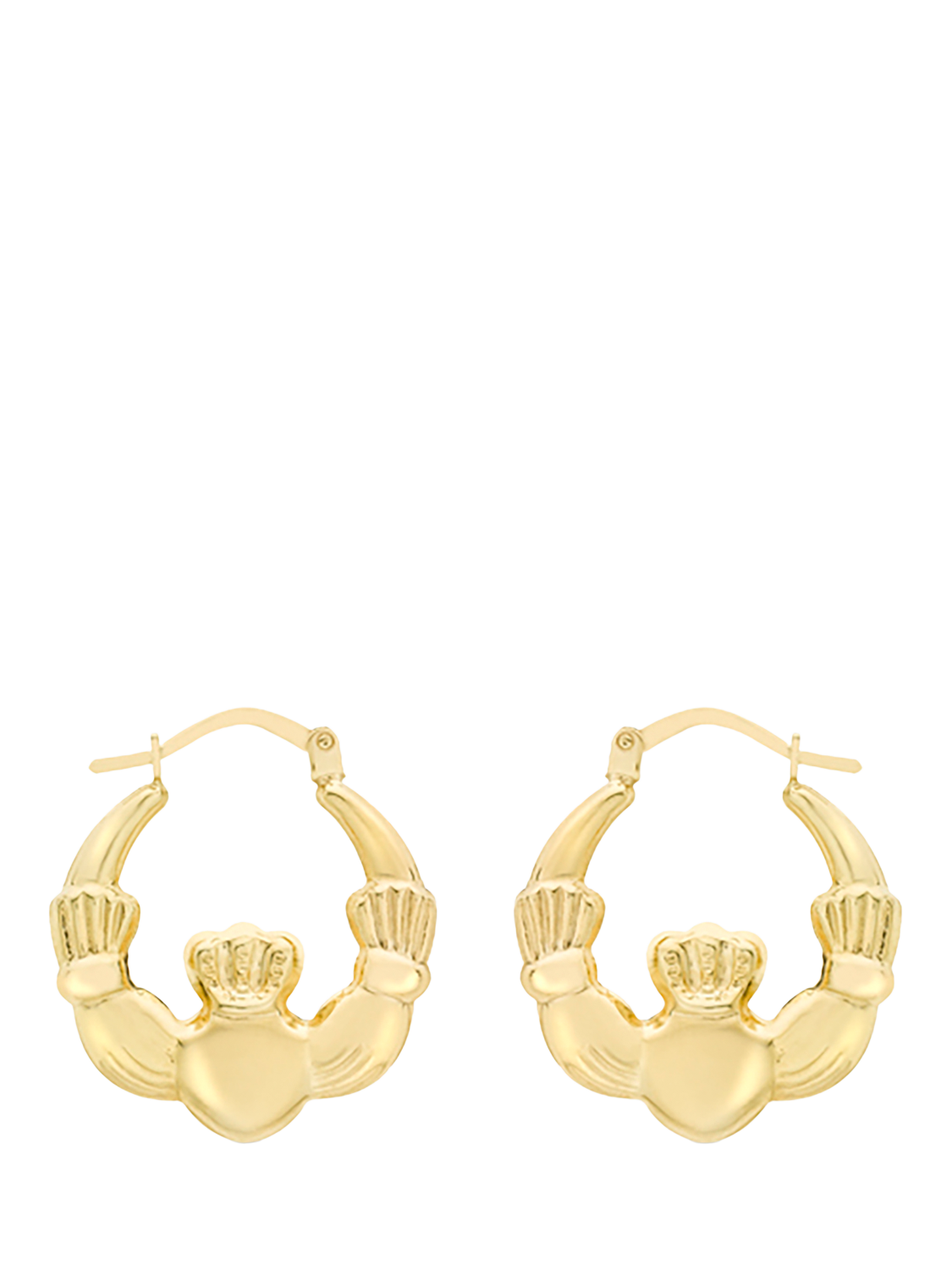 Product image 1 of 5, which shows IBB 9ct Gold Claddagh Creole Hoop Earrings, Gold