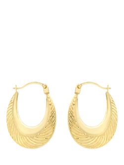 IBB 9ct Gold Pattnered Creole Hoop Earrings, Gold, Gold