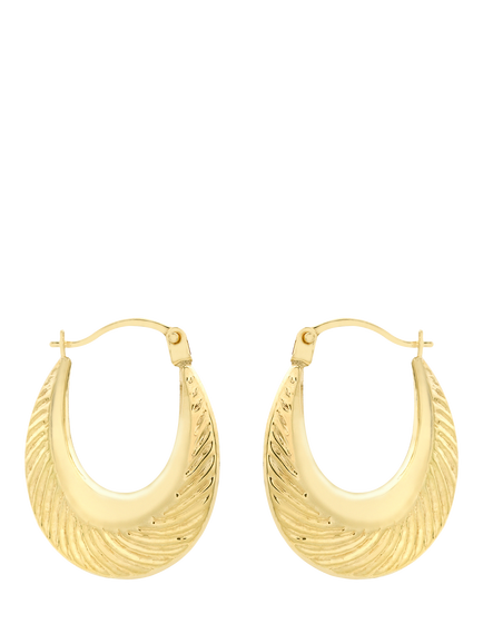 IBB 9ct Gold Pattnered Creole Hoop Earrings, Gold, Gold