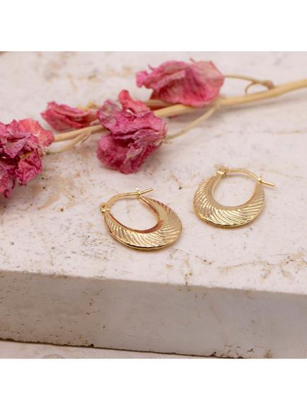 IBB 9ct Gold Pattnered Creole Hoop Earrings, Gold - view 2, Gold