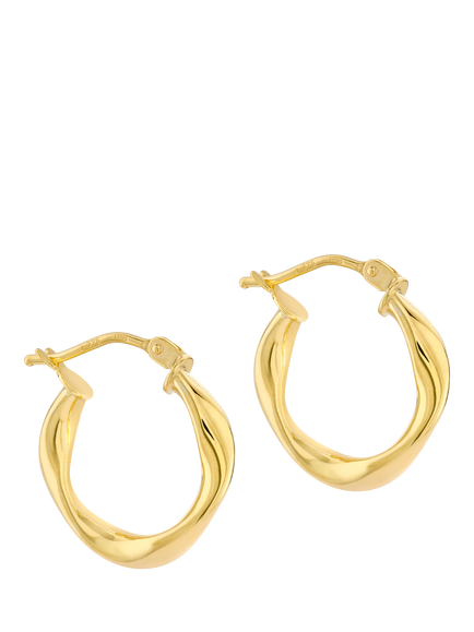 IBB 9ct Gold Twisted Hoop Creole Earrings, Gold, Gold