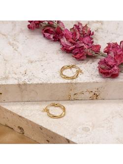 IBB 9ct Gold Twisted Hoop Creole Earrings, Gold - view 2, Gold