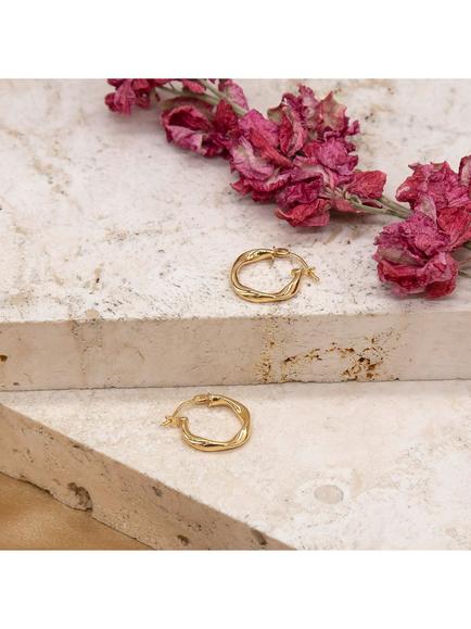 IBB 9ct Gold Twisted Hoop Creole Earrings, Gold - view 2, Gold