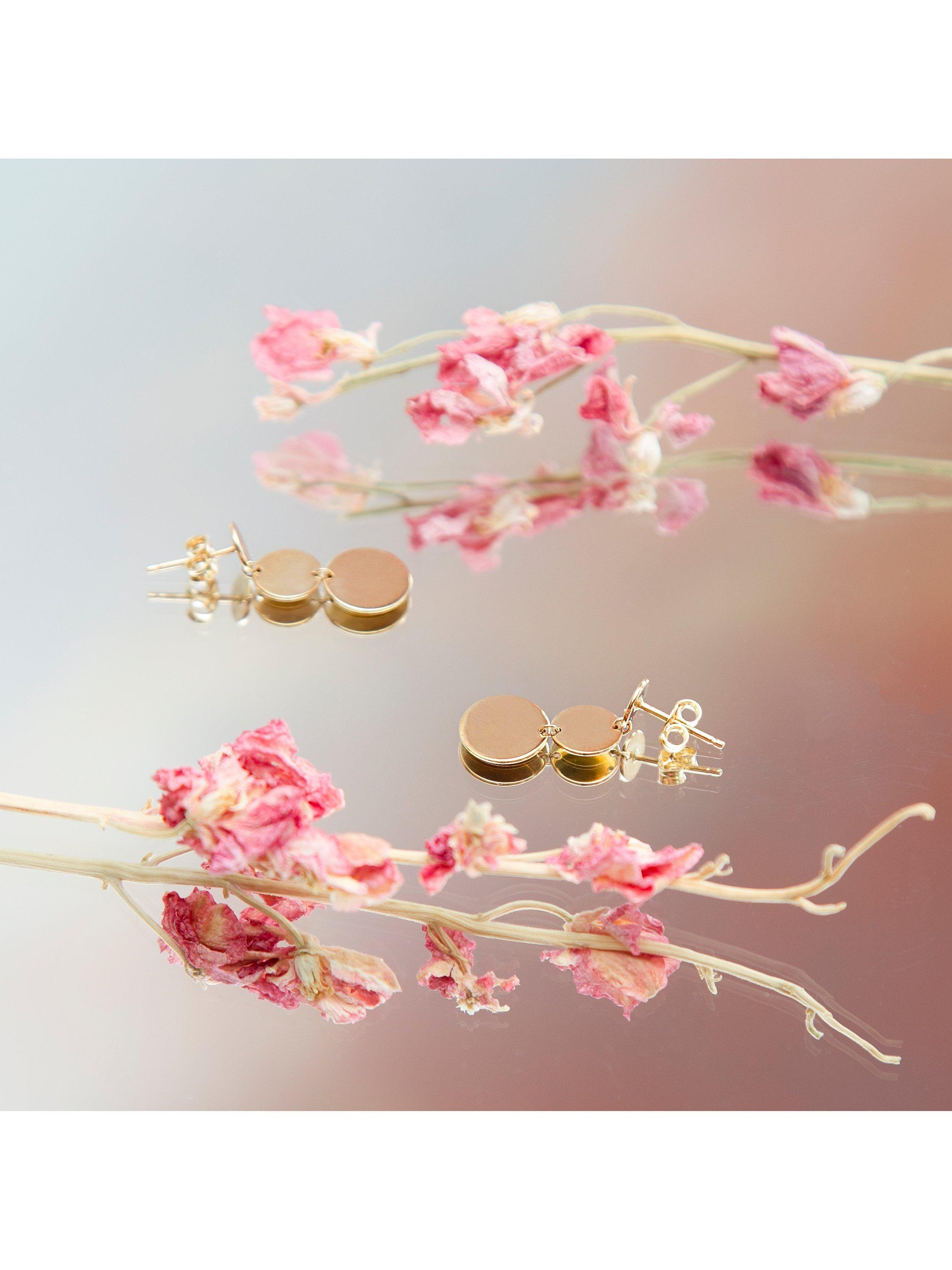 Product image 2 of 4, which shows IBB 9ct Gold 3 Graduated Disc Drop Earrings, Gold