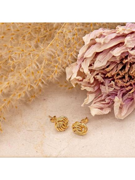 IBB 9ct Gold Knot Stud Earrings, Gold - view 2, Gold