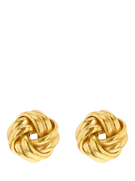 IBB 9ct Gold Double Knot Stud Earrings, Gold, Gold