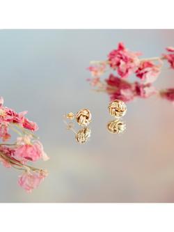 IBB 9ct Gold Double Knot Stud Earrings, Gold - view 2, Gold