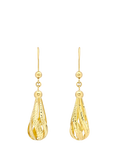 IBB 9ct Gold Diamond Cut Teardrop Earrings, Gold