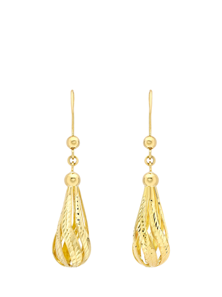 IBB 9ct Gold Diamond Cut Teardrop Earrings, Gold, Gold