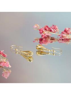 IBB 9ct Gold Diamond Cut Teardrop Earrings, Gold - view 2, Gold