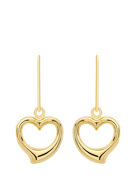 IBB 9ct Gold Heart Drop Earrings, Gold, Gold