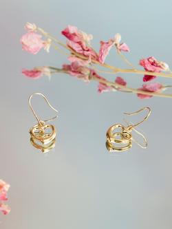 IBB 9ct Gold Heart Drop Earrings, Gold - view 2, Gold