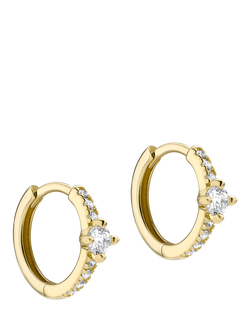 IBB 9ct Gold Cubic Zirconia Star Huggie Hoop Creole Earrings, Gold, Gold