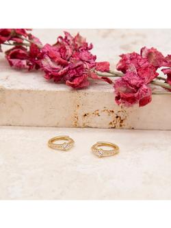 IBB 9ct Gold Cubic Zirconia Star Huggie Hoop Creole Earrings, Gold - view 2, Gold