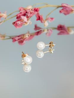 IBB 9ct Gold Freshwater Pearl Stud Earrings, Gold - view 2, Gold