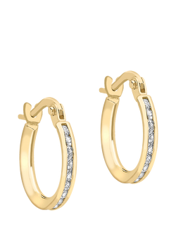 IBB 9ct Gold Cubic Zirconia Band Hoop Earrings, Gold, Gold