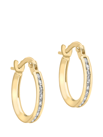 IBB 9ct Gold Cubic Zirconia Band Hoop Earrings, Gold, Gold