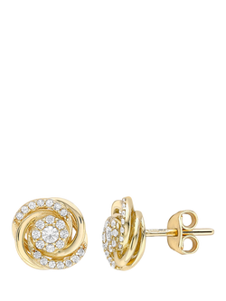 IBB 9ct Gold Cubic Zirconia Rose Stud Earrings, Gold, Gold