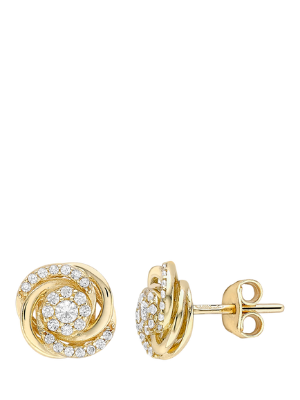 IBB 9ct Gold Cubic Zirconia Rose Stud Earrings, Gold, Gold