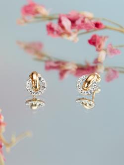 IBB 9ct Gold Cubic Zirconia Ring Link Stud Earrings, Gold - view 2, Gold