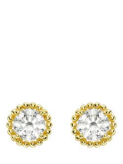 IBB 9ct Gold Cubic Zirconia Halo Stud Earrings, Gold, Gold