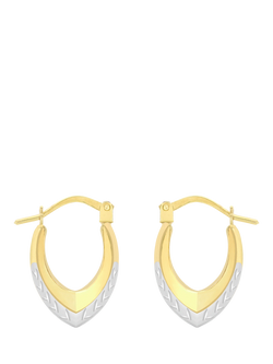 IBB 9ct Two-Tone Gold Diamond Cut Creole Hoop Earrings, Gold/Silver, Gold/Silver