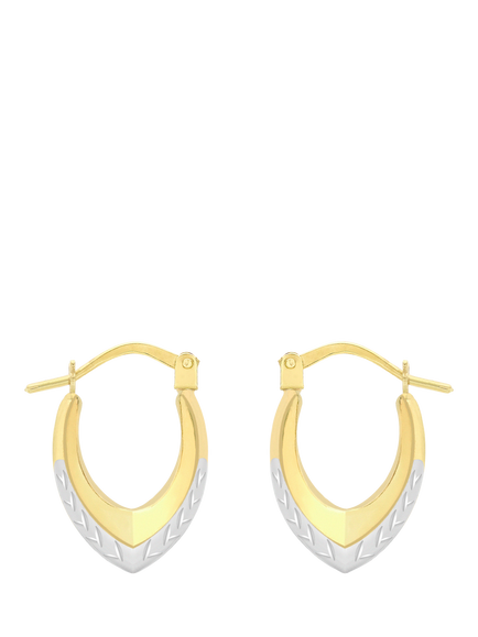 IBB 9ct Two-Tone Gold Diamond Cut Creole Hoop Earrings, Gold/Silver, Gold/Silver