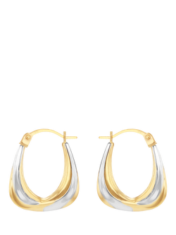 IBB 9ct Gold Two-Tone Creole Hoop Earrings, Gold/Silver, Gold/Silver