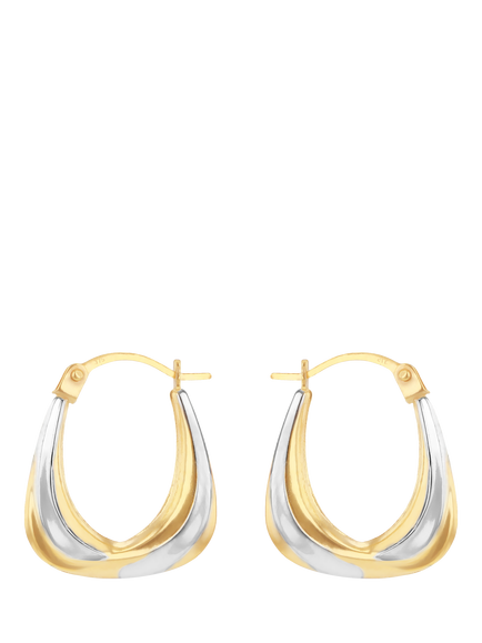 IBB 9ct Gold Two-Tone Creole Hoop Earrings, Gold/Silver, Gold/Silver