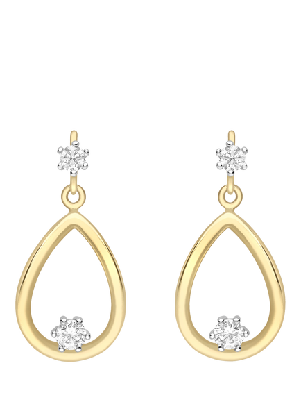 IBB 9ct Gold Cubic Zirconia Teardrop Earrings, Gold, Gold