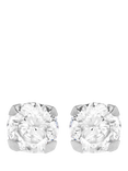 IBB 9ct White Gold Cubic Zirconia Round Stud Earrings, Gold