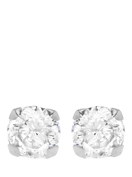 IBB 9ct White Gold Cubic Zirconia Round Stud Earrings, Gold, Silver