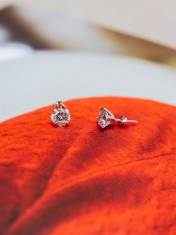 IBB 9ct White Gold Cubic Zirconia Round Stud Earrings, Gold - view 2, Silver