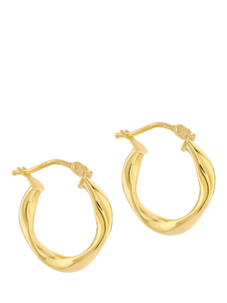 IBB 18ct Gold Twisted Hoop Creole Earrings, Gold, Gold