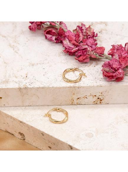 IBB 18ct Gold Twisted Hoop Creole Earrings, Gold - view 2, Gold