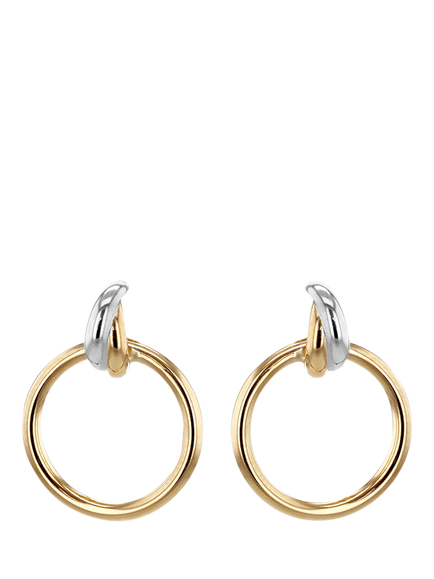 IBB 18ct Two-Tone Gold Bail Circular Hoop Stud Earrings, Gold/Silver, Gold/Silver