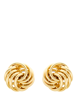 IBB 18ct Gold Rose Stud Earrings, Gold, Gold