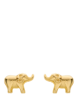IBB 18ct Gold Baby Elephant Stud Earrings, Gold, Gold