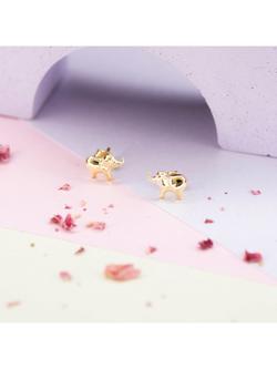 IBB 18ct Gold Baby Elephant Stud Earrings, Gold - view 2, Gold